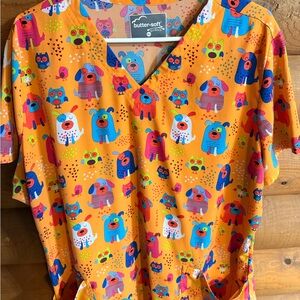 Bright orange dog scrub top Xl